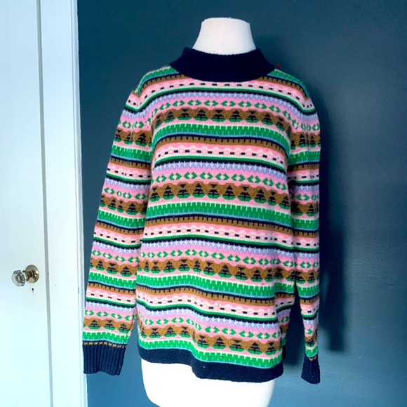 J. Crew mock neck Fair Isle sweater size M - Picture 1 of 5